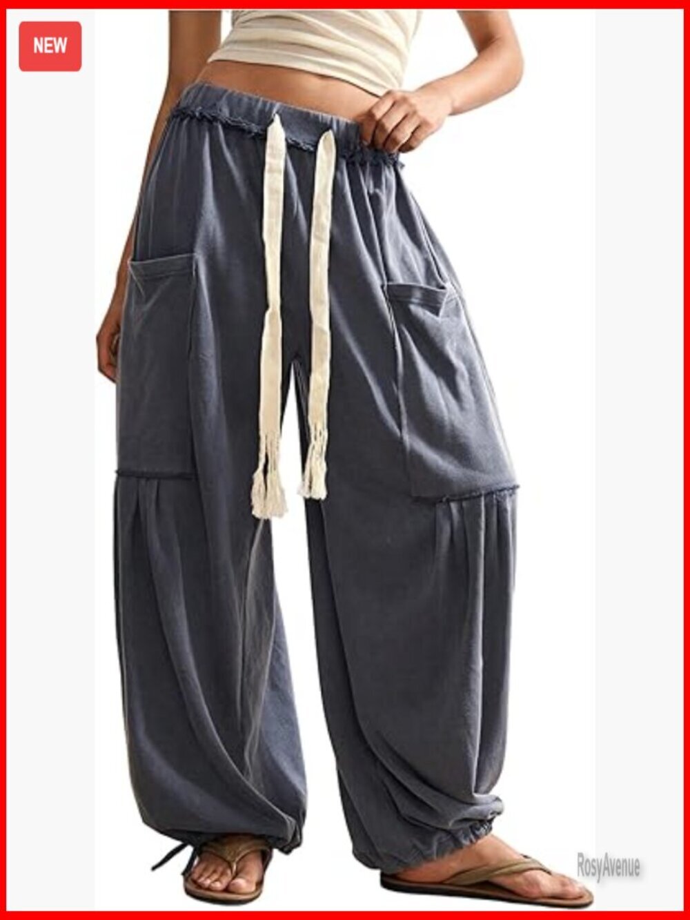 Baggy Boho Harem Pants Drawstring Wide Leg Sweatpants Joggers with Pockets